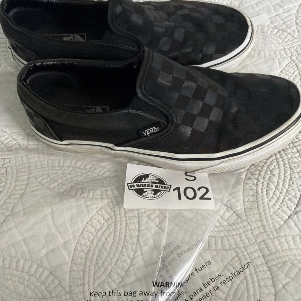 Vans‎ Classic Slip-On Shoes Sz 7M/8.5W Black Checkerboard Skate Sneakers